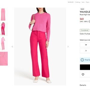 WANDLER Rose high-rise straight-leg jeans Size 27